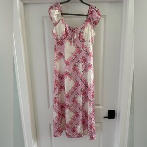 Crystal Doll Pink Floral Midi Dress